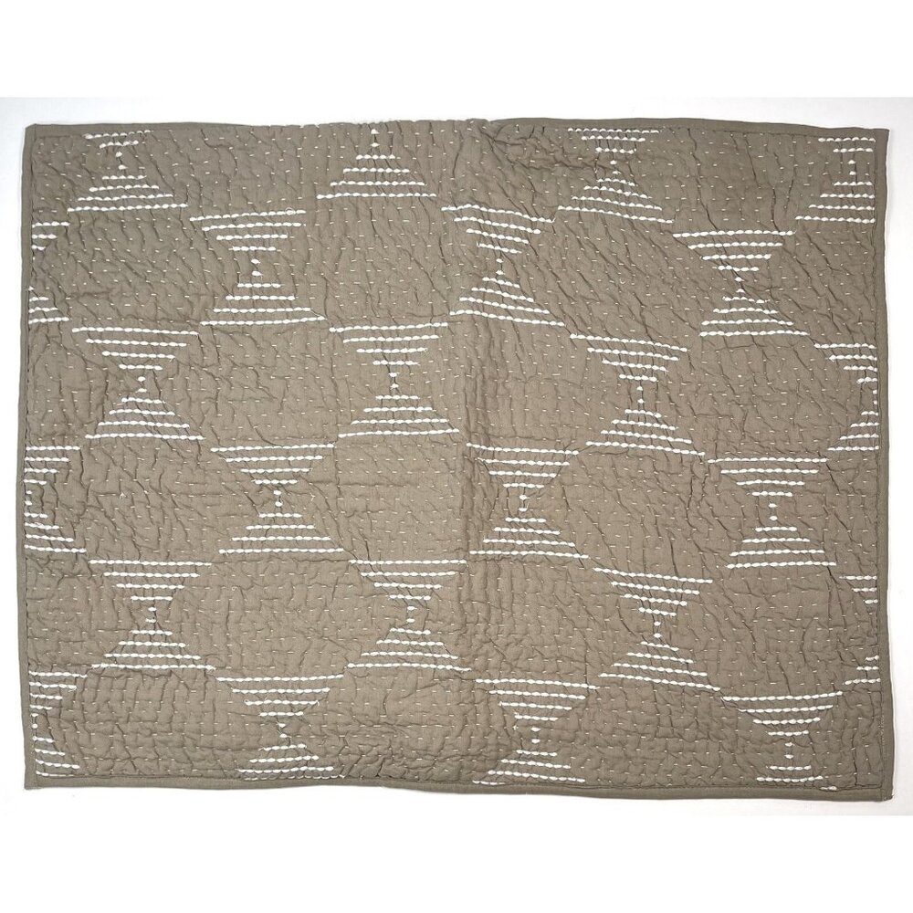 Single C&F HOME 20"x26" Standard Quilted PILLOW SHAM Beige Embroidered NWOT NEW